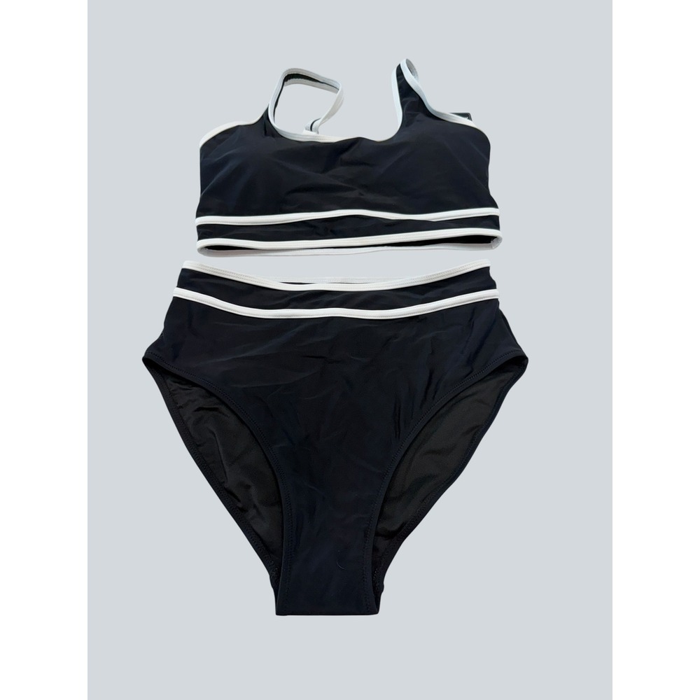 BMJL Womens Black White High Waisted Bikini Set Two Piece Swimsuit Medium NEW
